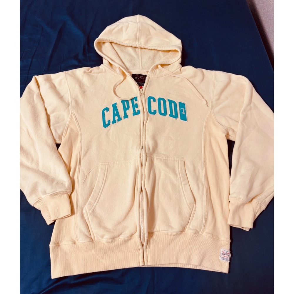 Cuffy's of Cape Cod Full Zip Hoodie Pale Yellow Blue 01 Medium Skater Camping